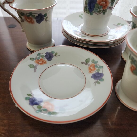 4 Rosenthal Indian Tree Cup Saucer 3.5" Continental line rust purple antique vin - Picture 9 of 16